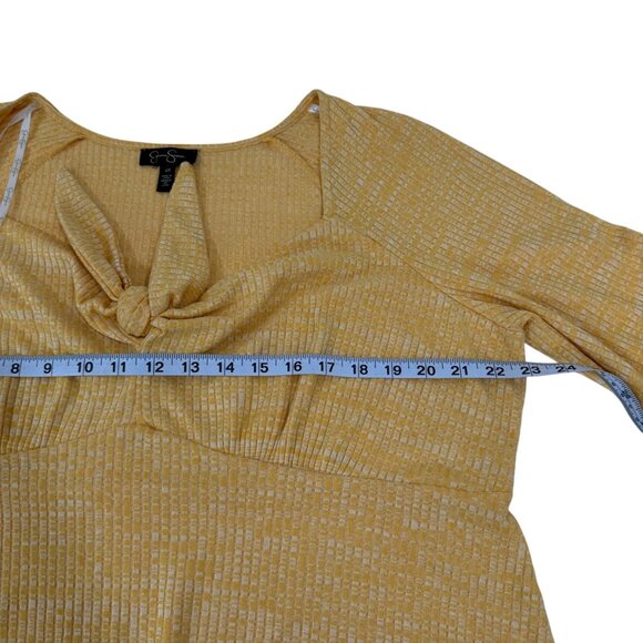 Jessica Simpson Womens Yellow Textured Knot Front Top SZ 2X Short Sleeve Stretch - Picture 4 of 12